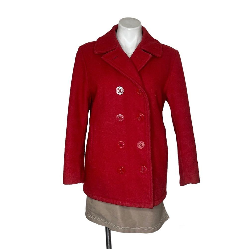 SCHOTT NY US 740N Pea Packet Red Wool Double Breasted Size 8 Vintage USA